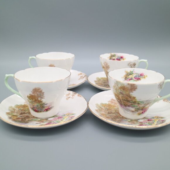 Shelley Heather Cup and Saucer New Cambridge Landscape 1940s | Pattern 13419 - Picture 7 of 7